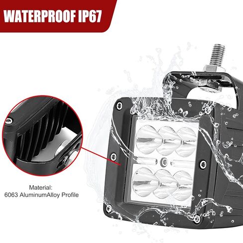 6 × 3 بوصة LED مكعب ضوء الضباب جراب ممتص الصدمات المخفي ثلاثي مصباح الضباب مع مجموعة أسلاك مفتاح الروك المتوافقة مع Ford Raptor 2017-2020 in Saudi Arabia
