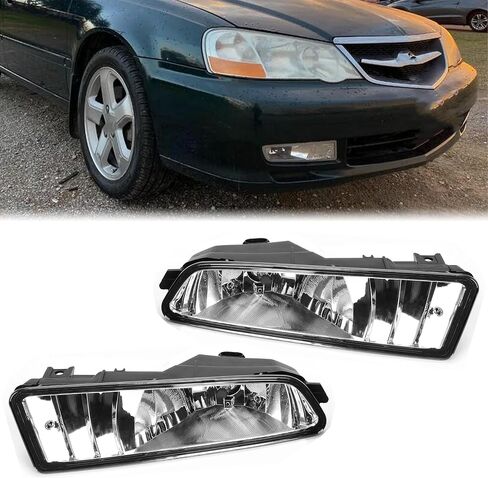 Kojem Driving Fog Lights Compatible with 2002-2003 Acura TL Front Bumper Lamps Pair w/Bulbs Replacement for AC2592104, AC2593104, 33951S0KA12, 33901-S0K-A12(Clear Lens+Chrome Housing) in Saudi Arabia