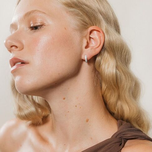 أقراط WFYOU الذهبية للنساء أقراط Huggie الصغيرة العصرية 14 قيراط مطلية بالذهب S925 أقراط من الفضة الاسترليني للنساء لا تسبب الحساسية قطرة متدلية من الماس زهرة زركونيا مكعبة أقراط مجوهرات هدايا in Kuwait