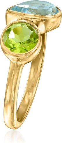 Ross-Simons 1.30 Carat Sky Blue Topaz and .60 Carat Peridot Toi Et Moi Ring in 18kt Gold Over Sterling in Saudi Arabia