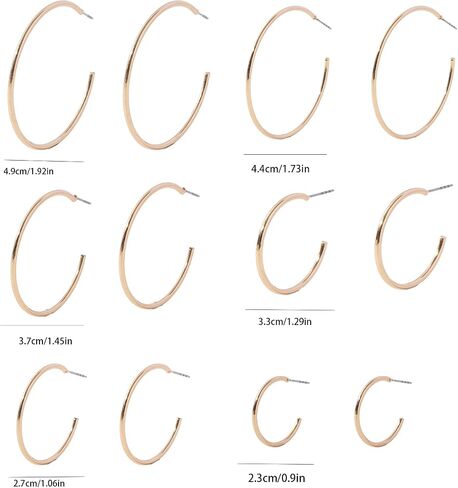 6 Pair Hoop Earring Set 14K Gold Plated Earrings,Stainless Hoop Earring Women Jewelry Gold/Silver Jewelry Gift in Saudi Arabia