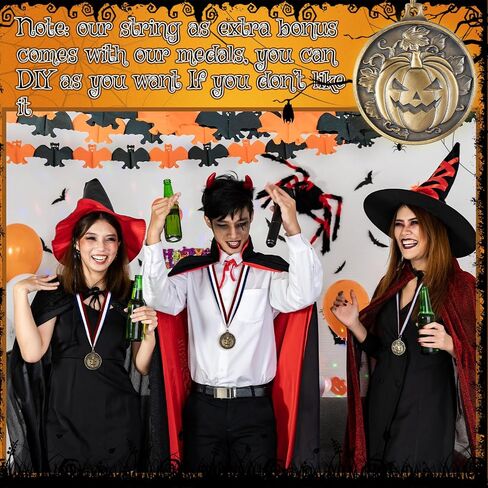 Tondiamo 5 Pcs Halloween Pumpkin Winner Medals 2" Silver Halloween Awards Medals Participation Medals Award Medals with Neck Ribbon for Kids Adults Contest Prizes Fall Holiday Parties in Saudi Arabia