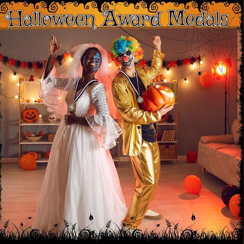 Tondiamo 5 Pcs Halloween Pumpkin Winner Medals 2" Silver Halloween Awards Medals Participation Medals Award Medals with Neck Ribbon for Kids Adults Contest Prizes Fall Holiday Parties in Saudi Arabia