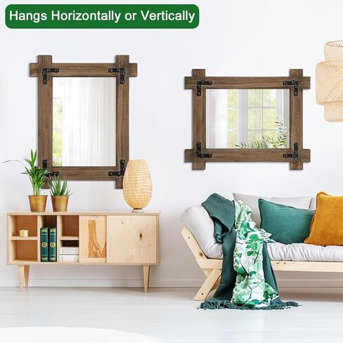 الخشب شنقا مرآة الحائط خمر مزرعة ديكور مرآة للجدار مستطيلة ريفي مرآة للحمام غرفة نوم مدخل ديكور خمر المرايا in Kuwait
