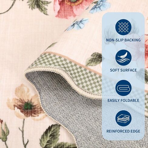GarveeHome Floral Scalloped Entryway Rug, 2x3 Washable Boho Small Area Rug Non-Slip Low-Pile Indoor Front Door Mat Soft Throw Carpet for Entrance, Bedroom, Kitchen, Bath, Taupe in Saudi Arabia