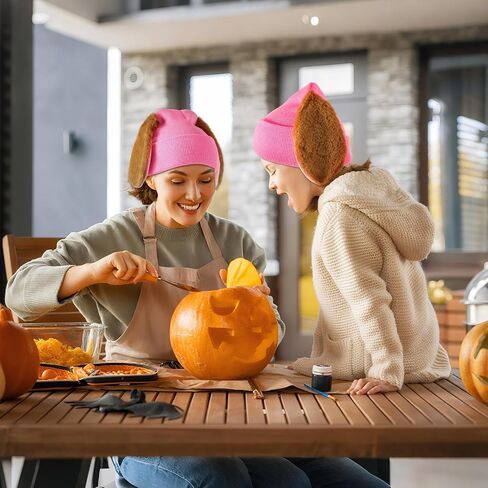 Haysandy Halloween Dog Ears Beanie فروي جرو قبعة صغيرة مع آذان الكلب مكبلة للحفلات تحت عنوان الكبار (بني) in Saudi Arabia