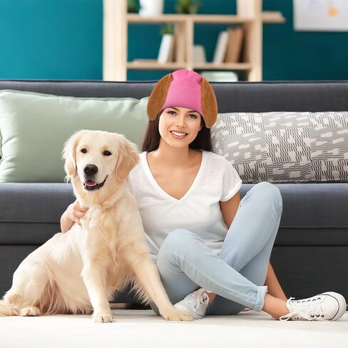 Haysandy Halloween Dog Ears Beanie فروي جرو قبعة صغيرة مع آذان الكلب مكبلة للحفلات تحت عنوان الكبار (بني) in Saudi Arabia