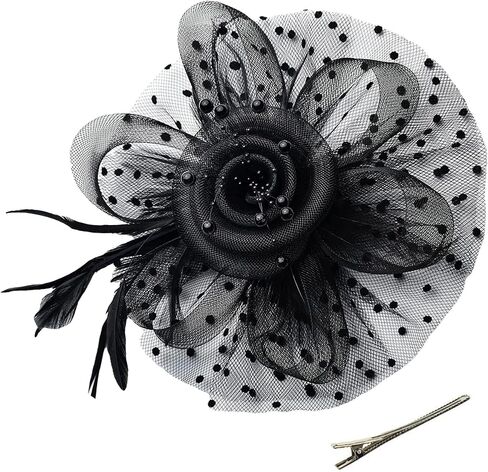 Kentucky Fascinators Hats for Women, Tea Party Headwear Mesh Flower Feather Headband & Hair Clip for Cocktail in Kuwait