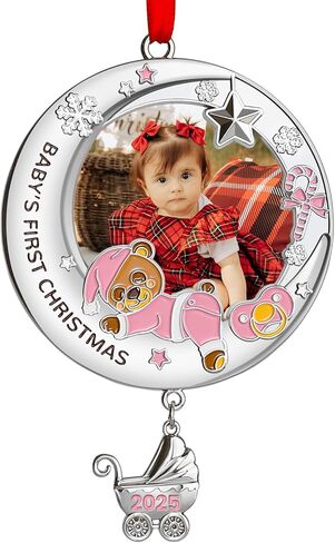 زينة عيد الميلاد الأولى للأطفال 2024 فتاة - زينة إطار صورة عيد الميلاد الأولى الخاصة بي، زينة صور عيد الميلاد الشخصية - هدايا تذكارية لحديثي الولادة لعيد الميلاد الأول للطفل in Kuwait