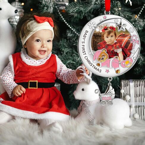 زينة عيد الميلاد الأولى للأطفال 2024 فتاة - زينة إطار صورة عيد الميلاد الأولى الخاصة بي، زينة صور عيد الميلاد الشخصية - هدايا تذكارية لحديثي الولادة لعيد الميلاد الأول للطفل in Kuwait