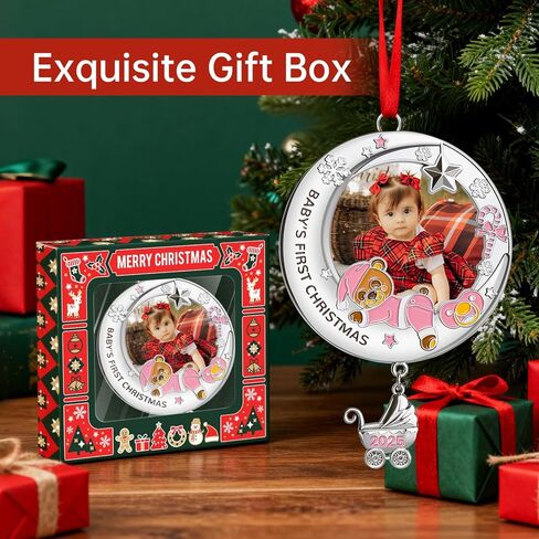 زينة عيد الميلاد الأولى للأطفال 2024 فتاة - زينة إطار صورة عيد الميلاد الأولى الخاصة بي، زينة صور عيد الميلاد الشخصية - هدايا تذكارية لحديثي الولادة لعيد الميلاد الأول للطفل in Kuwait