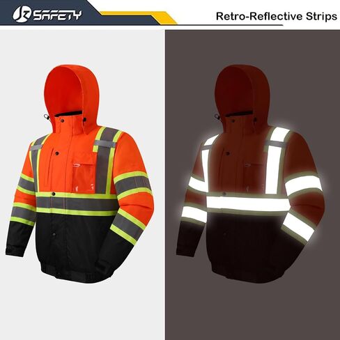 سترة JKSafety Hi-Vis الشتوية الآمنة للرجال والنساء | سترة أمان شتوية متينة ومقاومة للماء | سترة أعمال البناء لفصل الشتاء | معدات الوقاية الشخصية للطقس البارد | متوافق مع ANSI (116-أسود L) in Saudi Arabia