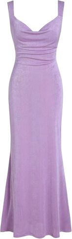 فستان CIDER Maxi Bodycon فستان نسائي سهل الارتداء ورقبة واسعة بدون أكمام وخصر متوسط ​​فساتين طويلة مناسبة in Saudi Arabia