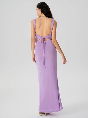 فستان CIDER Maxi Bodycon فستان نسائي سهل الارتداء ورقبة واسعة بدون أكمام وخصر متوسط ​​فساتين طويلة مناسبة in Saudi Arabia