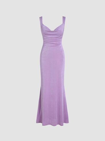 فستان CIDER Maxi Bodycon فستان نسائي سهل الارتداء ورقبة واسعة بدون أكمام وخصر متوسط ​​فساتين طويلة مناسبة in Saudi Arabia