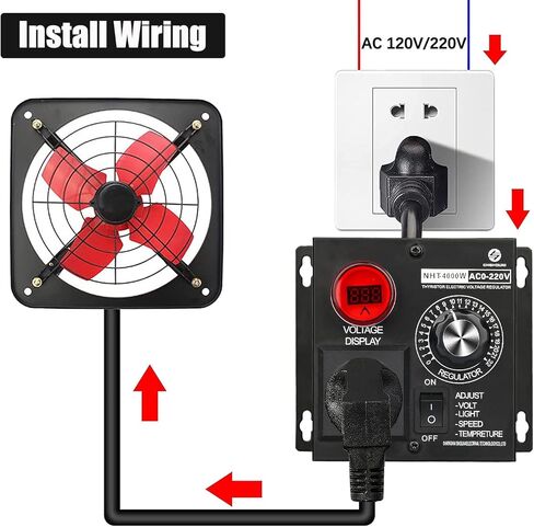 وحدة تحكم في سرعة مروحة التيار المتردد، 100 فولت ~ 120 فولت 15 أمبير 4000 وات، وحدة تحكم في السرعة المتغيرة للمحرك مع حماية من التحميل الزائد، منظم جهد المحرك الكهربائي لمروحة جهاز التوجيه المتغير in Kuwait