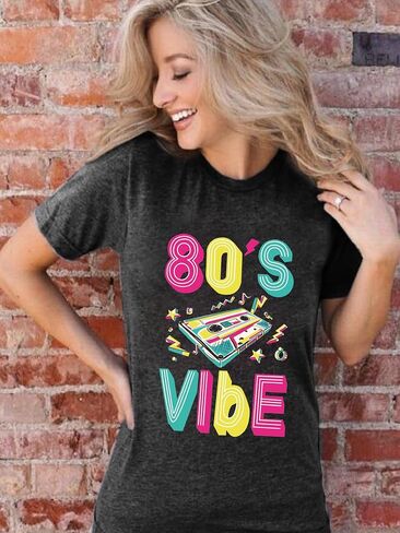 80s قمصان للنساء ملابس عتيقة 90s حفلة 80s قميص ريترو 80s ملابس ديسكو موسيقى بلايز 1980s تحت عنوان هدية in Kuwait