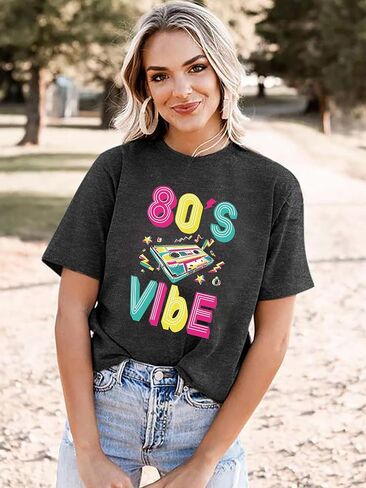 80s قمصان للنساء ملابس عتيقة 90s حفلة 80s قميص ريترو 80s ملابس ديسكو موسيقى بلايز 1980s تحت عنوان هدية in Kuwait