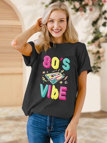 80s قمصان للنساء ملابس عتيقة 90s حفلة 80s قميص ريترو 80s ملابس ديسكو موسيقى بلايز 1980s تحت عنوان هدية in Kuwait
