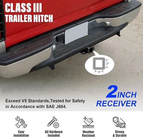 APS Rear Trailer Hitch, 2 inch Towing Hitch Receiver Class 3 Hitch Cover Included Compatible with Chevy Silverado GMC Sierra 1500 1999-2007 in Saudi Arabia