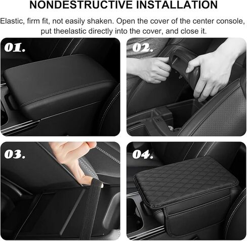 وسادة مسند ذراع السيارة لسيارة BMW iX X1 X2 X3 X4 2004-2025، أغطية وحدة التحكم المركزية والإكسسوارات الجلدية، حصيرة حماية مسند الذراع مع حقيبة تخزين جانبية لسيارات الدفع الرباعي/السيدان/الشاحنة، A/أسود in Kuwait