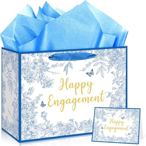 Engagement Party Gift Bags Sage Green Happy Engagement Gift Wrapping Paper Bag with Tissue Paper Card Eucalyptus Christmas Engagement Party Decorations Gift Bags Sage Green Happy Engagement Supplies in Saudi Arabia
