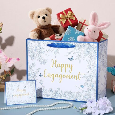 Engagement Party Gift Bags Sage Green Happy Engagement Gift Wrapping Paper Bag with Tissue Paper Card Eucalyptus Christmas Engagement Party Decorations Gift Bags Sage Green Happy Engagement Supplies in Saudi Arabia
