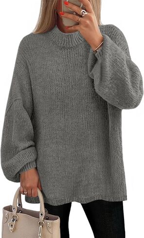 MEROKEETY Women's Long Sleeve Oversized Knit Sweaters 2025 Fall Trendy Casual Chunky Crewneck Pullover Jumpers Tops in Saudi Arabia