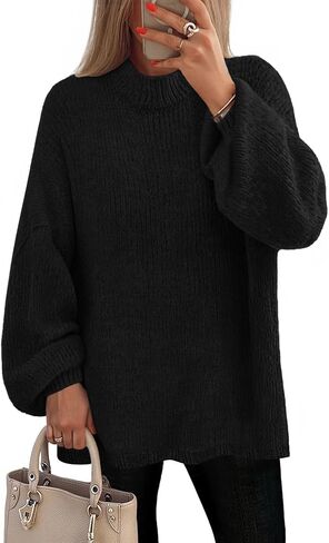 MEROKEETY Women's Long Sleeve Oversized Knit Sweaters 2025 Fall Trendy Casual Chunky Crewneck Pullover Jumpers Tops in Saudi Arabia