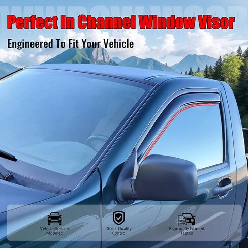 IKON MOTORSPORTS in Channel Window Visors Compatible with 2004-2012 Chevrolet Colorado & GMC Canyon Regular Cab, Acrylic Smoke/Tinted Rain Guards, Side Window Wind Deflectors 2PCS in Saudi Arabia