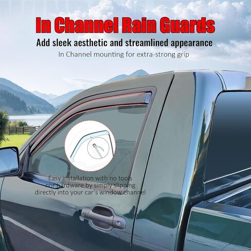IKON MOTORSPORTS in Channel Window Visors Compatible with 2004-2012 Chevrolet Colorado & GMC Canyon Regular Cab, Acrylic Smoke/Tinted Rain Guards, Side Window Wind Deflectors 2PCS in Saudi Arabia