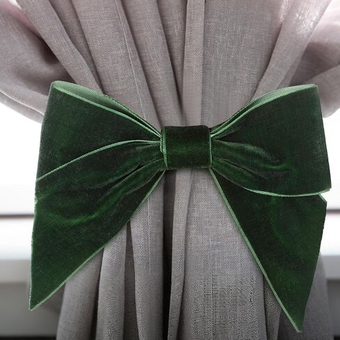 2 Pcs Christmas Velvet Bow Curtain Tiebacks Drapes Tie Backs Velvet Curtain Tiebacks Drapes Holders for Bedroom Decor, Baby Nursery Decor Farmhouse Decorations(Green) in Kuwait