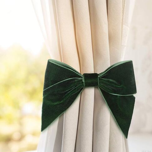2 Pcs Christmas Velvet Bow Curtain Tiebacks Drapes Tie Backs Velvet Curtain Tiebacks Drapes Holders for Bedroom Decor, Baby Nursery Decor Farmhouse Decorations(Green) in Kuwait