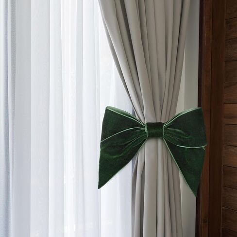 2 Pcs Christmas Velvet Bow Curtain Tiebacks Drapes Tie Backs Velvet Curtain Tiebacks Drapes Holders for Bedroom Decor, Baby Nursery Decor Farmhouse Decorations(Green) in Kuwait