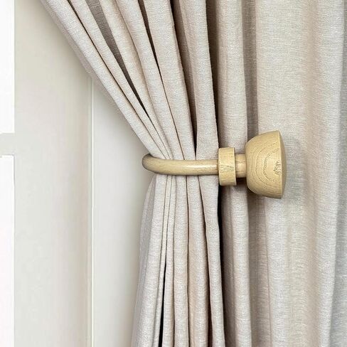 Decorative Curtain Drapery Holdbacks with Faux Wood Design Finials (Chestnut, Set of 2) in Saudi Arabia