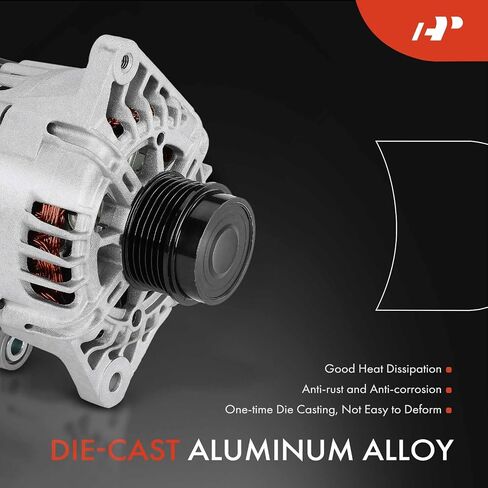 A-Premium Alternator Compatible with Kia Soul 2012-2016, Forte Koup 2014-2016, Forte5 2015-2016, Rio 2014-2017 & Hyundai Veloster 2013-2017, 1.6L, 12V 110A 6-Groove Decoupler Pulley Clockwise in Saudi Arabia