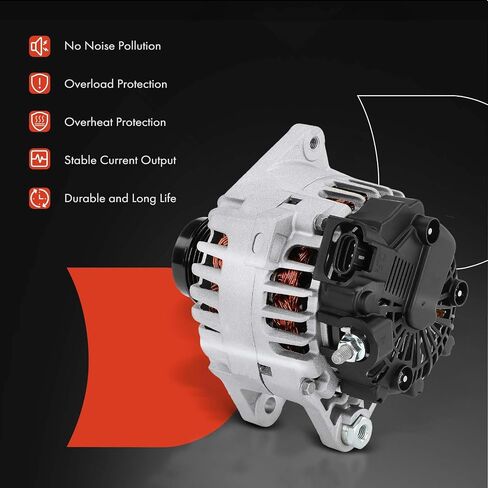 A-Premium Alternator Compatible with Kia Soul 2012-2016, Forte Koup 2014-2016, Forte5 2015-2016, Rio 2014-2017 & Hyundai Veloster 2013-2017, 1.6L, 12V 110A 6-Groove Decoupler Pulley Clockwise in Saudi Arabia