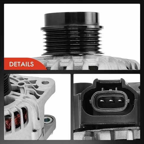 A-Premium Alternator Compatible with Kia Soul 2012-2016, Forte Koup 2014-2016, Forte5 2015-2016, Rio 2014-2017 & Hyundai Veloster 2013-2017, 1.6L, 12V 110A 6-Groove Decoupler Pulley Clockwise in Saudi Arabia
