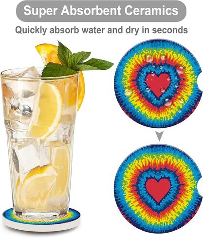 Car Cup Holder Coasters,Abstract Evil Eye Car Coaster for Cup Holders Insert Ceramic Drink Mat Car Interior Decor Accessories 2Pcs 2.56 Inch in Kuwait