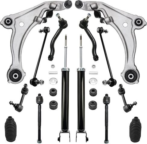 Detroit Axle - Front End 16pc Suspension Kit for 09-14 Nissan Maxima 2009 2010 2011 2012 2013 2014, Struts Lower Control Arms Tie Rods Rear Shock Absorbers Front Rear Sway Bars Boots Replacement in Saudi Arabia