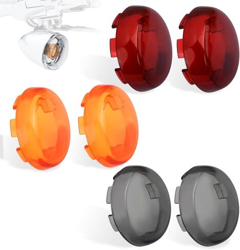 Turn Signal Lens Kit,Front/Rear Bullet Turn Signal Light Replacement Lenses Covers for Harley Sportster 883 1200/Touring Road King Electra Glide Street Glide/Softail/Dyna/V-Rod,Smoke,4 PCS in Kuwait