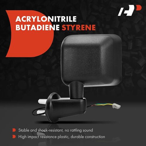 A-Premium Side View Door Mirror - Compatible with Jeep JK Series Wrangler 2011 2012 2013 - Manual Folding Heated Telescoping Black - with Power Glass - Pair Set in Saudi Arabia