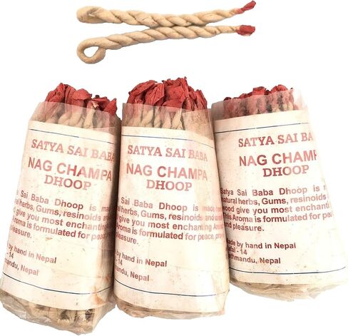 Karma Handicrafts 3 Set Tibetan Hand Rolled NAG Champa Rope Incense Natural Yoga Scent Nepal 45 per Pack in Saudi Arabia