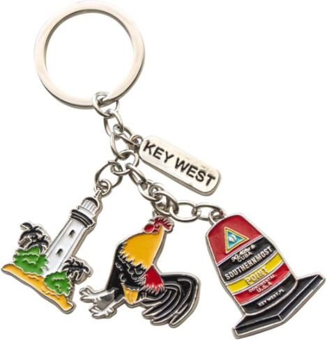 Key West Keychain with Metal Charms of Southernmost Point Rooster and Lighthouse Florida Souvenir in Saudi Arabia