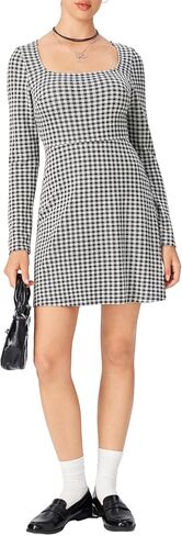 CIDER Gingham Long Sleeve Dress Square Neck A Line Mini Dress in Saudi Arabia