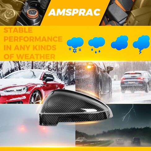 أغطية أغطية مرايا الرؤية الخلفية الجانبية للباب مع مساعدة المسار، أغطية مرايا خارجية، أغطية مرايا جانبية متوافقة مع 2017-2023 Audi B9 A4 S4 A5 S5 RS5، مظهر ألياف الكربون، قطعتان in Kuwait