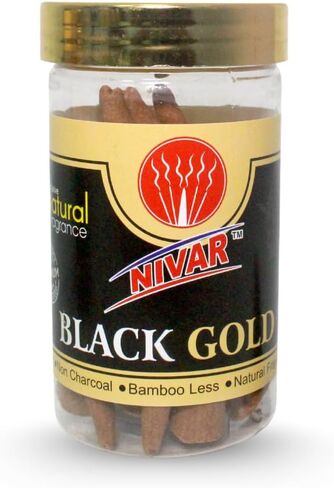 NIVAR Black Gold Herbal Dhoop Cones – Rich Traditional Aroma for Pooja & Home Use – Charcoal-Free, Bamboo-Free – 4 cm, 30 Cones in Plastic Jar in Saudi Arabia