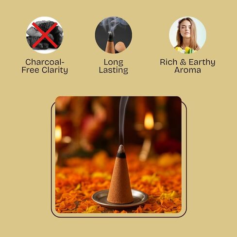 NIVAR Black Gold Herbal Dhoop Cones – Rich Traditional Aroma for Pooja & Home Use – Charcoal-Free, Bamboo-Free – 4 cm, 30 Cones in Plastic Jar in Saudi Arabia