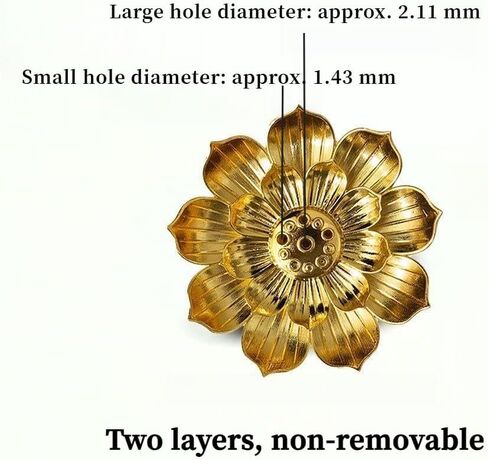 Incense Holder, Incense Burner for Sticks, Golden Metal Lotus - Shaped, Removable 2 - in - 1 with 2.11mm & 1.43mm Holes for Stick and Coil Incense, Easy Clean in Saudi Arabia