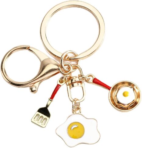 Fried Egg Keychain with Pan and Spatula Charm Kitchen Themed Accessory for Women Cooking Lovers Gift in Saudi Arabia